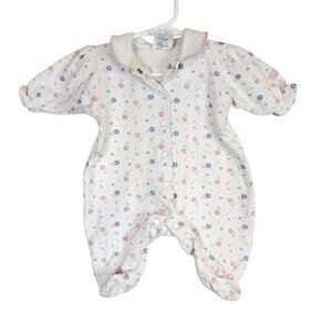 Vintage Baby Looney Tunes Pink Footed Floral Romper White - 0-3 Months